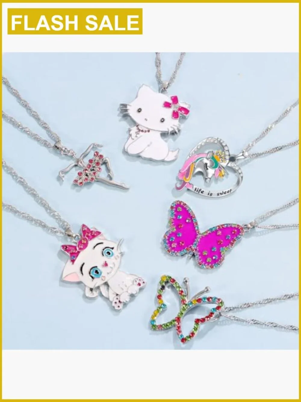 Adorable Pastel Crystal Necklace Set for Girls - Unicorn Fairy Gifts
